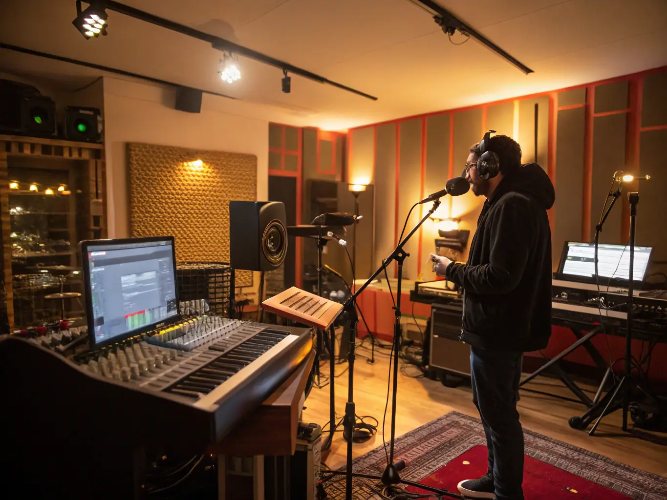 A filmmaker filming an artist in a studio, with documentary equipment and lighting setup, illustrating DOINOI's documentary production services.