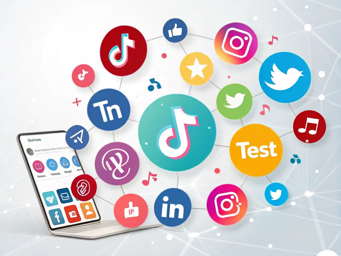 A vibrant image showcasing various social media platforms and content, representing DOINOI's expertise in social media content creation.